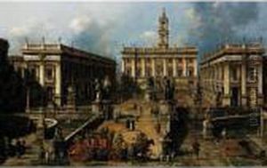 Rome, The Piazza Del Campidoglio And The Cordonata by (Giovanni Antonio Canal) Canaletto