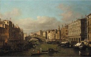 Venice, A View Of The Rialto Bridge From The South by (Giovanni Antonio Canal) Canaletto