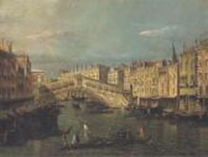 The Rialto Bridge, Venice by (Giovanni Antonio Canal) Canaletto