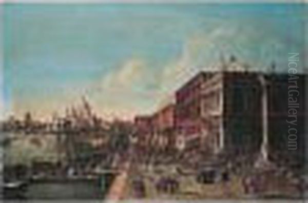 Venice, A View Of The Molo
Looking West Towards The Entrance To The Grand Canal And Santa Maria
Della Salute - view 1