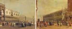The Piazza San Marco, Venice,
Looking West Toward The Libreria Marciana; And The Piazza San Marco,
Venice, Looking West Toward The Palazzo Ducale by (Giovanni Antonio Canal) Canaletto
