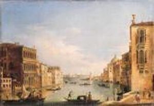 A View On The Canal Grande In Venice From The Campo Di San Vio by (Giovanni Antonio Canal) Canaletto