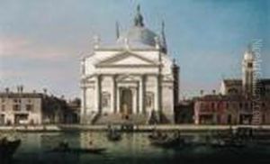The Church Of The Redentore, Venice, With Sandalos Andgondolas by (Giovanni Antonio Canal) Canaletto