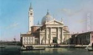 The Church Of S. Giorgio Maggiore, Venice, With Sandalos Andgondolas by (Giovanni Antonio Canal) Canaletto