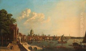 Views From The Terrace Of Somerset House by (Giovanni Antonio Canal) Canaletto