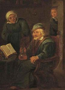 A doctor with an elderly patient by David Ryckaert III