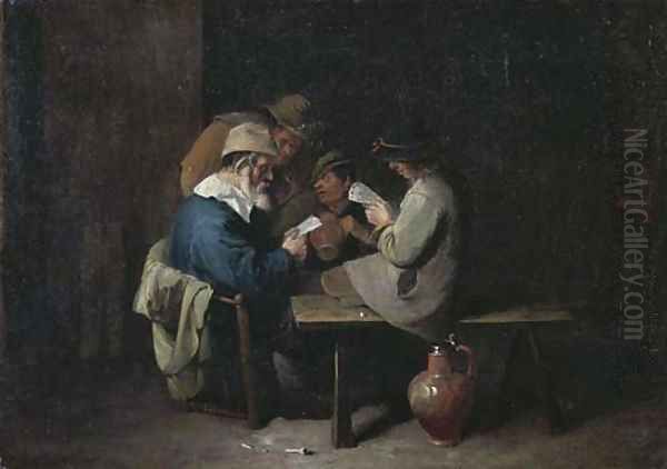 Peasants drinking and playing cards in an inn - view 1