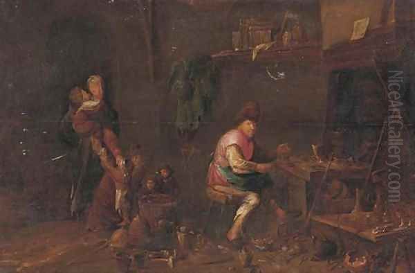 A peasant family in their workshop - view 1
