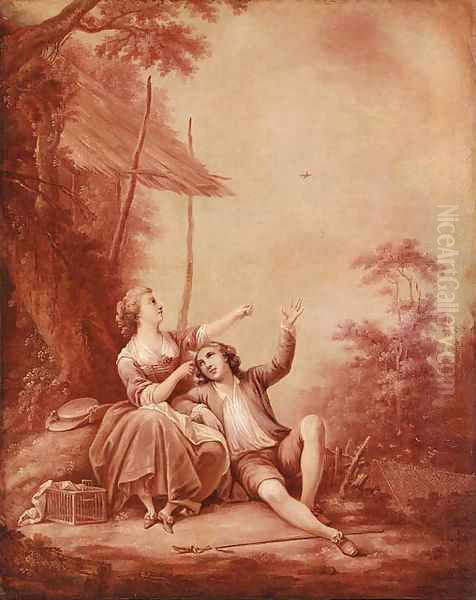 An Arcadian Landscape with a Shepherd and Shepherdess carousing by a Tree - view 1