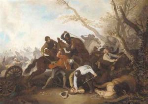 A cavalry engagement by Georg Philipp Rugendas I