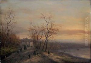 Veduta Di Moncalieri Presa Dalla Strada Dietro Al Po by Guiseppe Canella