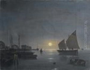 Laguna Veneziana Al Chiaro Di Luna by Guiseppe Canella