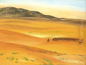 Le troupeau des chameaux, Sahara by Aleksandr Evgen'evich Iakovlev