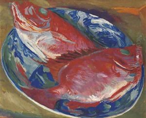 Still life with fish by Aleksandr Evgen'evich Iakovlev