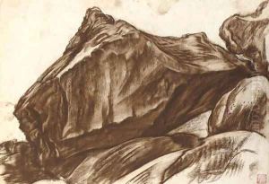 Study of a mountain landscape by Aleksandr Evgen'evich Iakovlev