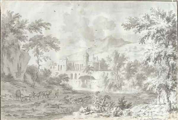 An Italianate landscape with a fortified villa - view 1