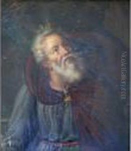 Bearded Man In A Cloak In A Stormy Landscape