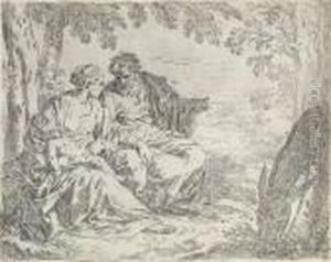 The Rest On The Flight Into Egypt by Simone Cantarini (Pesarese)