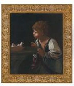 Ritratto Di Ragazzo Con Piccioni by Simone Cantarini (Pesarese)