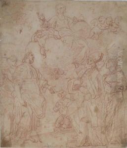 Vierge En Gloire Apparaissant A Quatresaints by Simone Cantarini (Pesarese)
