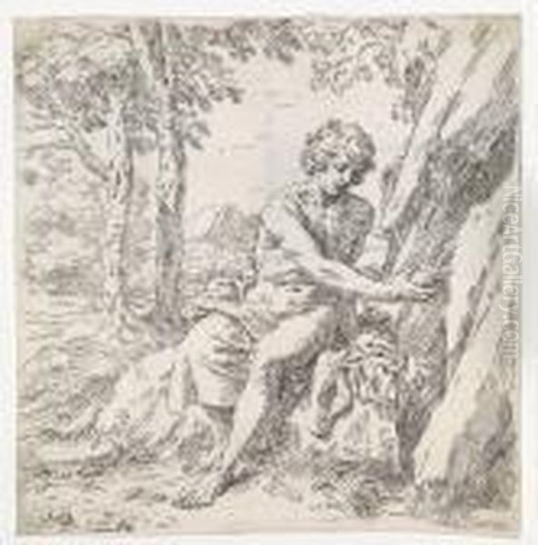 Die Entfuhrung Des
Ganymed,radierung, In Der Platte Bez. A. Correggio Inve Et Pinxit, 25,5
X50,5 Cm, O. Passep. - view 1