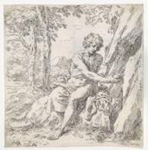 Die Entfuhrung Des
Ganymed,radierung, In Der Platte Bez. A. Correggio Inve Et Pinxit, 25,5
X50,5 Cm, O. Passep. by Simone Cantarini (Pesarese)