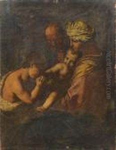 The Holy Family With The Infant Saint John The Baptist by Simone Cantarini (Pesarese)