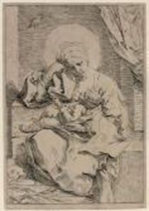 Madonna And Child With A Bird by Simone Cantarini (Pesarese)