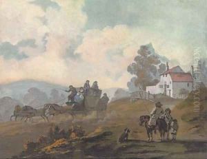 Watching the stagecoach by Julius Caesar Ibbetson