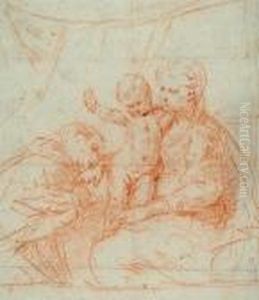 Madonna And Child And Saint Borromeo by Simone Cantarini (Pesarese)