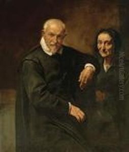 Portrait Of A Seated Gentleman And A Lady Holding A Rosary