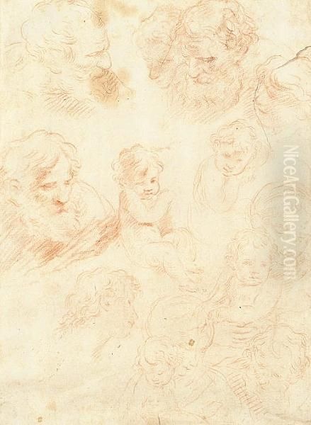 Recto: Four Studies Of The Head Of A Bearded Man And Two Bust-length Studies Of A Child
Verso: Five Studies Of A Bearded Male Head, One Of A Child, Two Of A Youth's Head And Two Studies Of The Virgin And Child - view 1