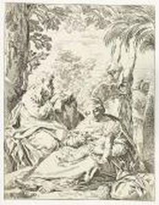 Rest On The Flight Into Egypt<</b> by Simone Cantarini (Pesarese)