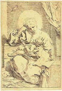 Madonna And Child With A Bird<</b> Madonna And Child With A Bird<</b>