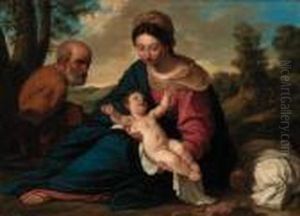 The Rest On The Flight Into Egypt by Simone Cantarini (Pesarese)