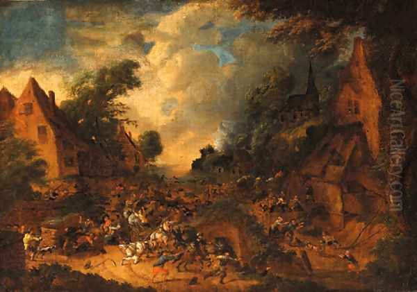 A cavalry skirmish in a village - view 1