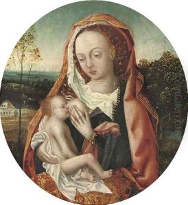 The Virgin and Child in a wooded landscape by Adriaen Isenbrandt (Ysenbrandt)