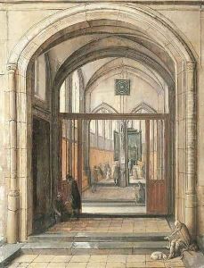 The entrance to a church