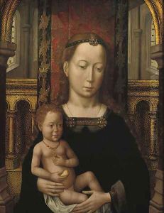 The Virgin and Child seated in a church interior by Master Of San Ildefonso