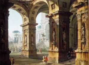 Capriccio With Elegant Figures by Antonio Joli