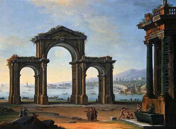 Harbour Scene with Triumphal Arch - view 1