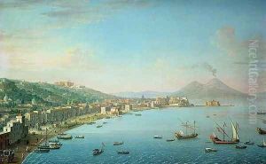 Naples from the Bay with Mt Vesuvius in the Background