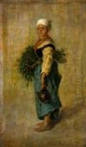Giovane Contadina Con Fascina E Brocca