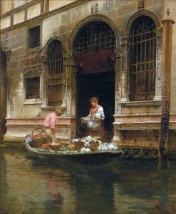 Venezia, Il Fioraio In Gondola by Vincenzo Caprile