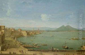 View of Naples from the Bay with Mt Vesuvius by Antonio Joli