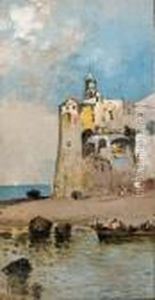 Paese Costiero Con Pescatori by Vincenzo Caprile