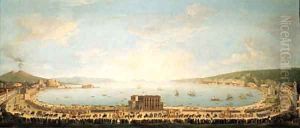 A panoramic view of the Bay of Naples, with the royal procession to Piedigrotta - view 1