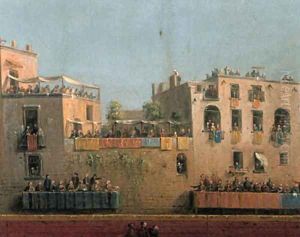 King Ferdinand IV and Queen Caroline of Naples attending a game of palla a bracciale by Antonio Joli