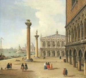 The Piazzetta and the Libreria di San Marco, Venice, Santa Maria della Salute beyond by Antonio Joli