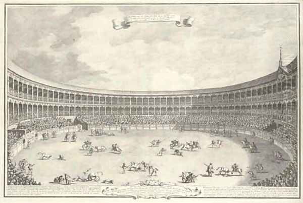 Vedute di Madrid Anfiteatro per gli Spettacoli delle Feste de Tori eretto l'anno 1750 fuori della porta di Alcala a Madrid - view 1